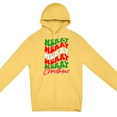 Retro Style Merry Christmas Premium Pullover Hoodie