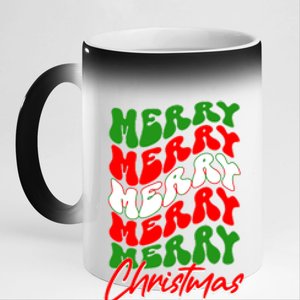 Retro Style Merry Christmas 11oz Black Color Changing Mug