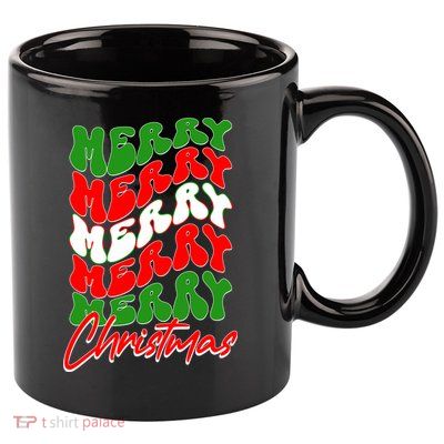 Retro Style Merry Christmas 11oz C Handle Ceramic Mug