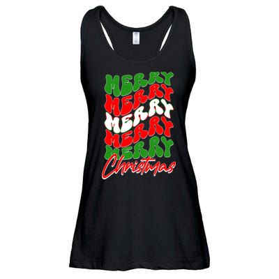 Retro Style Merry Christmas Ladies Essential Flowy Tank