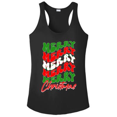 Retro Style Merry Christmas Ladies PosiCharge Competitor Racerback Tank