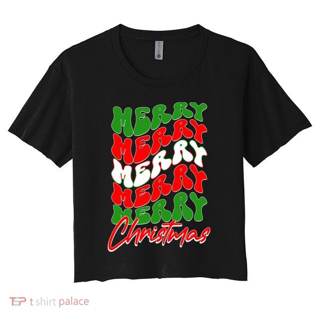 Retro Style Merry Christmas Women's Crop Top Tee