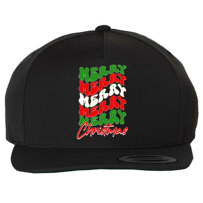 Retro Style Merry Christmas Wool Snapback Cap
