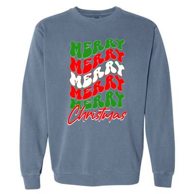 Retro Style Merry Christmas Garment-Dyed Sweatshirt