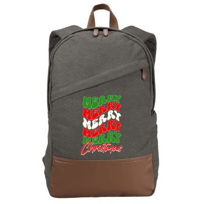 Retro Style Merry Christmas Cotton Canvas Backpack