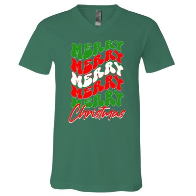 Retro Style Merry Christmas V-Neck T-Shirt