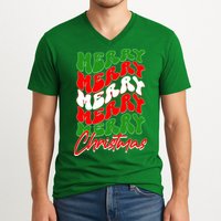 Retro Style Merry Christmas V-Neck T-Shirt