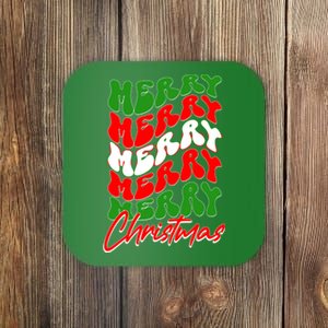 Retro Style Merry Christmas Coaster