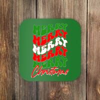 Retro Style Merry Christmas Coaster