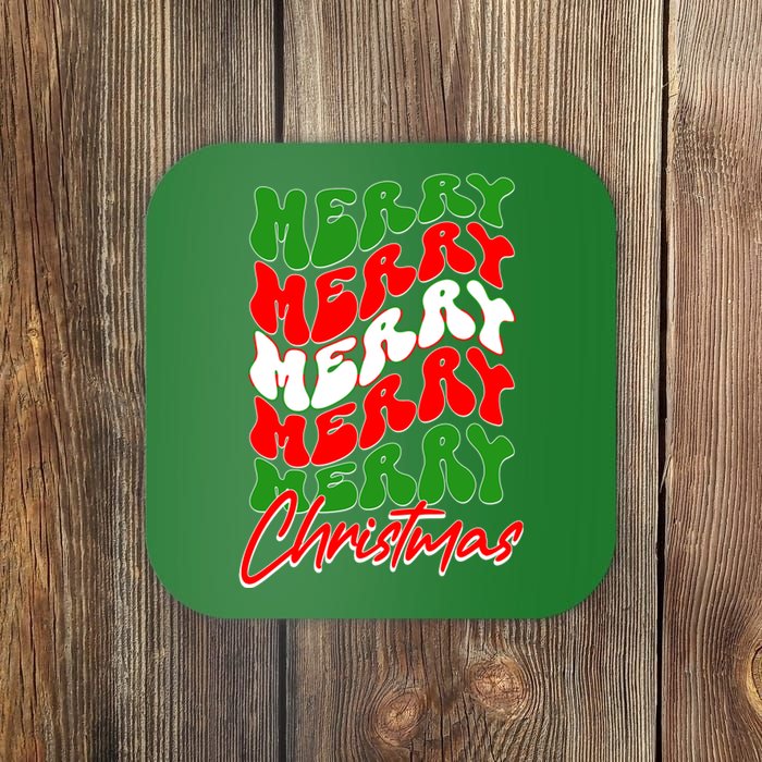 Retro Style Merry Christmas Coaster