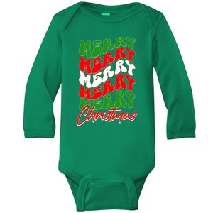 Retro Style Merry Christmas Baby Long Sleeve Bodysuit