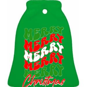 Retro Style Merry Christmas Ceramic Bell Ornament