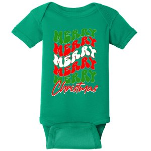 Retro Style Merry Christmas Baby Bodysuit