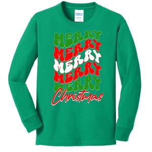 Retro Style Merry Christmas Kids Long Sleeve Shirt