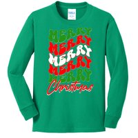 Retro Style Merry Christmas Kids Long Sleeve Shirt