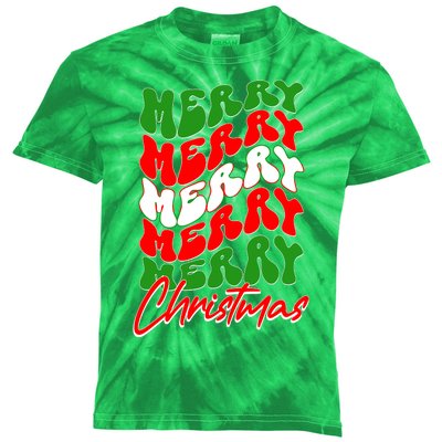 Retro Style Merry Christmas Kids Tie-Dye T-Shirt