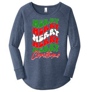 Retro Style Merry Christmas Women's Perfect Tri Tunic Long Sleeve Shirt