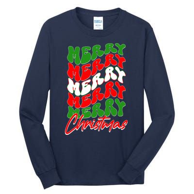 Retro Style Merry Christmas Tall Long Sleeve T-Shirt