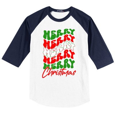 Retro Style Merry Christmas Baseball Sleeve Shirt