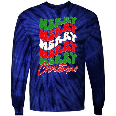 Retro Style Merry Christmas Tie-Dye Long Sleeve Shirt