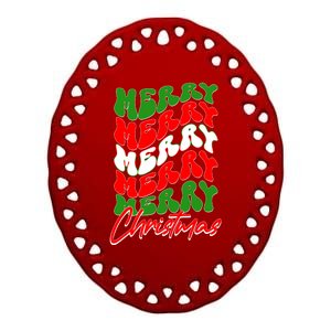 Retro Style Merry Christmas Ceramic Oval Ornament