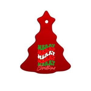 Retro Style Merry Christmas Ceramic Tree Ornament