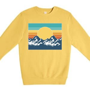 Retro Sunset Mountain Nature Premium Crewneck Sweatshirt