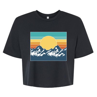 Retro Sunset Mountain Nature Bella+Canvas Jersey Crop Tee