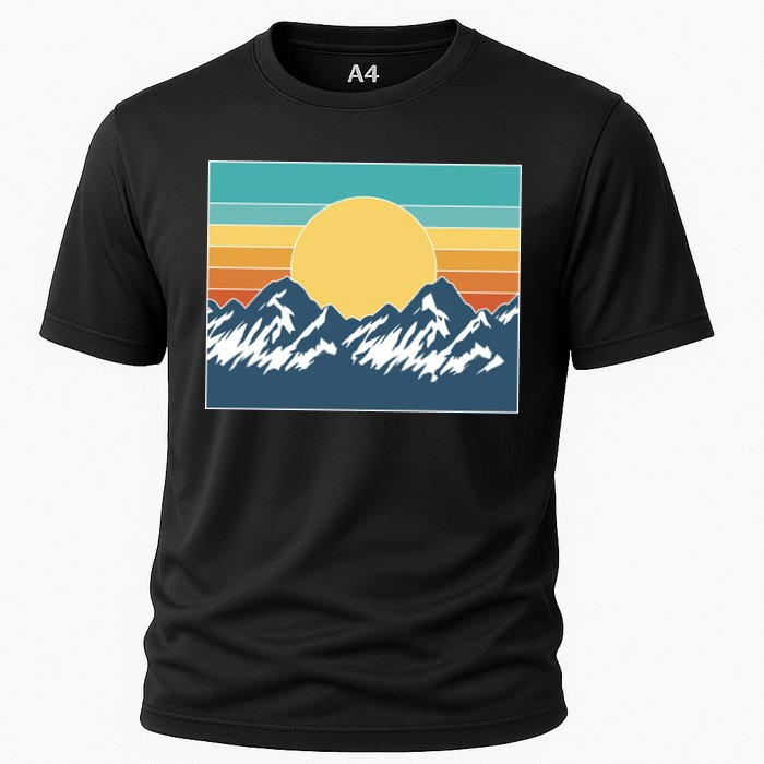 Retro Sunset Mountain Nature Cooling Performance Crew T-Shirt