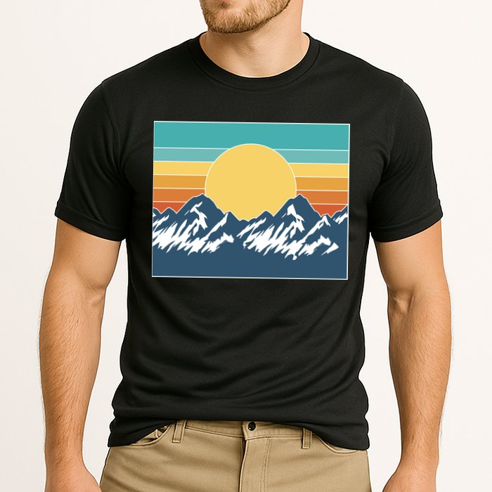 Retro Sunset Mountain Nature Cooling Performance Crew T-Shirt