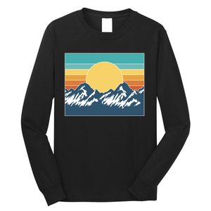 Retro Sunset Mountain Nature Long Sleeve Shirt