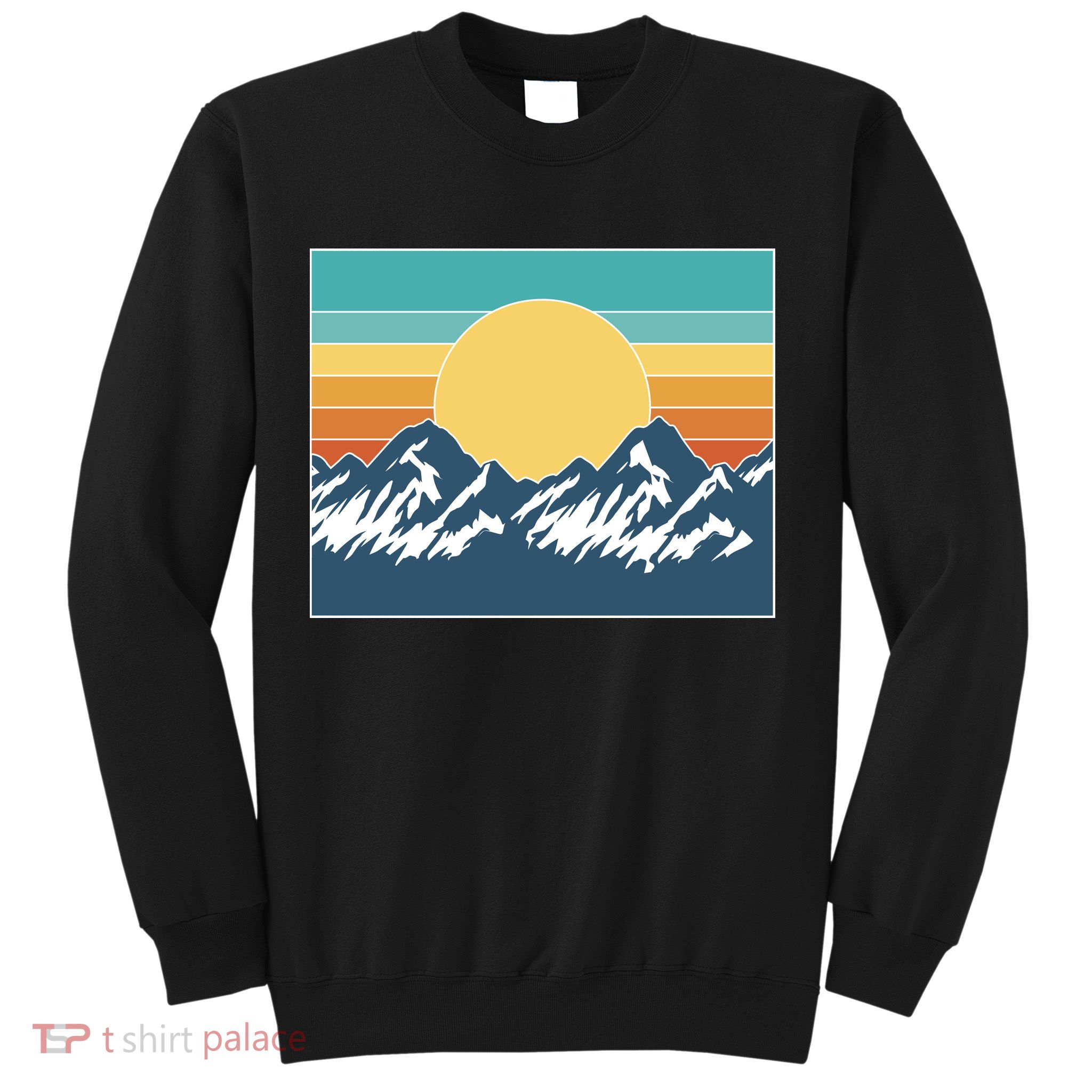 Retro Sunset Mountain Nature Sweatshirt