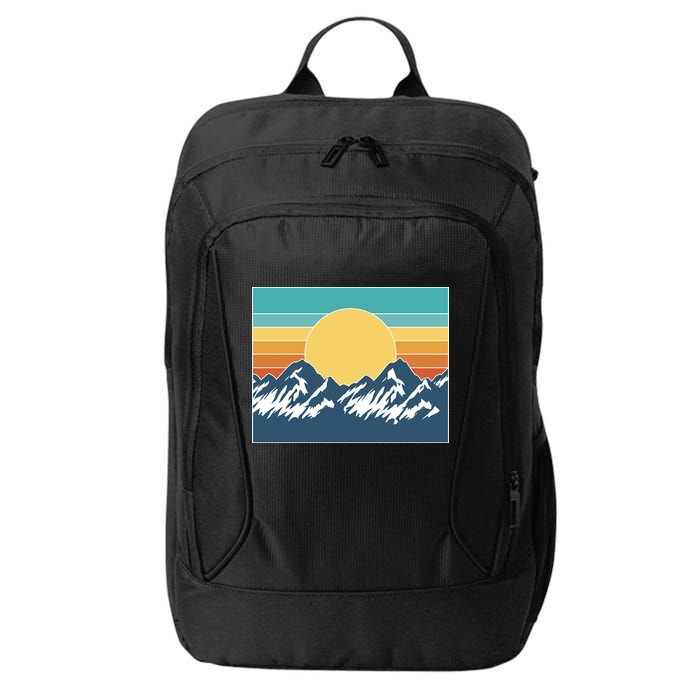 Retro Sunset Mountain Nature City Backpack