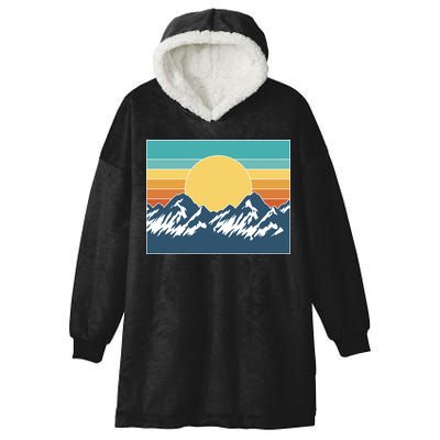 Retro Sunset Mountain Nature Hooded Wearable Blanket