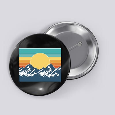 Retro Sunset Mountain Nature Button