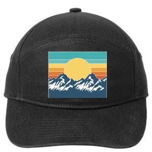 Retro Sunset Mountain Nature 7-Panel Snapback Hat