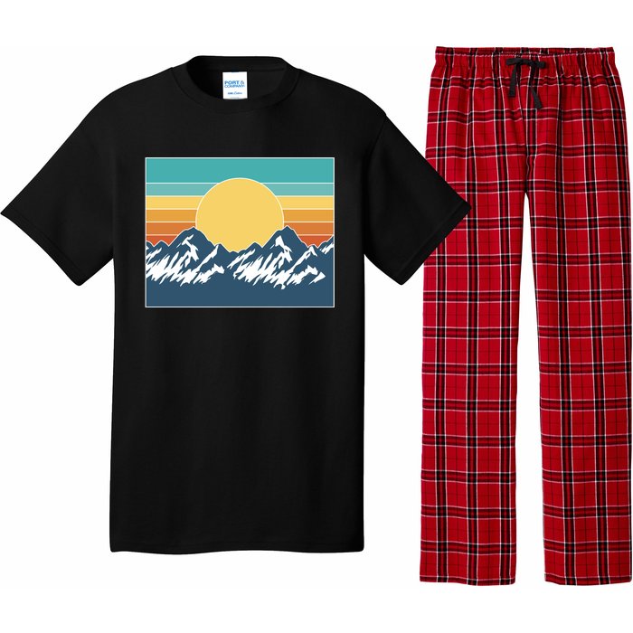 Retro Sunset Mountain Nature Pajama Set