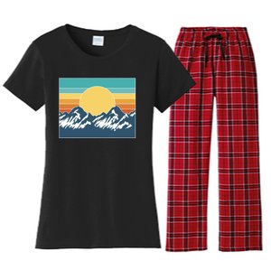 Retro Sunset Mountain Nature Women's Flannel Pajama Set