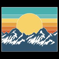 Retro Sunset Mountain Nature Flatbill Hat