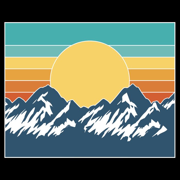 Retro Sunset Mountain Nature Flatbill Hat