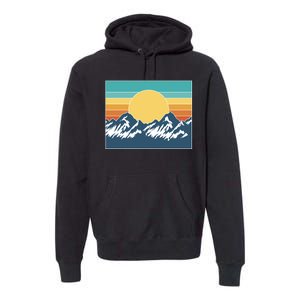 Retro Sunset Mountain Nature Premium Hoodie