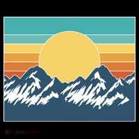 Retro Sunset Mountain Nature 16 in Basic Backpack