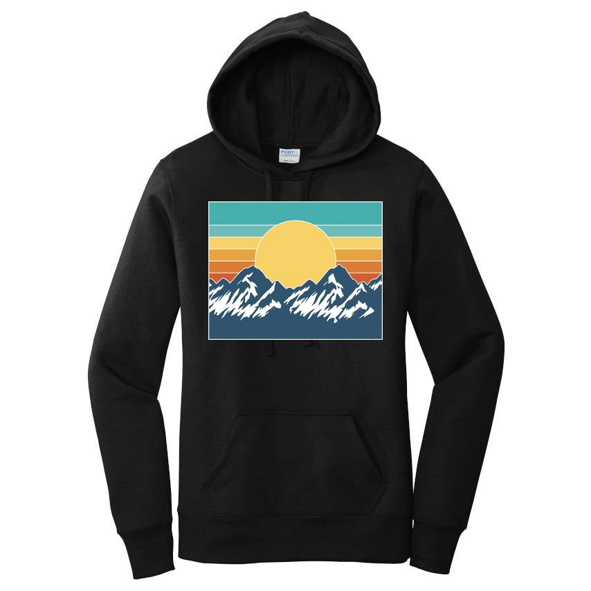 Retro Sunset Mountain Nature Women's Pullover Hoodie