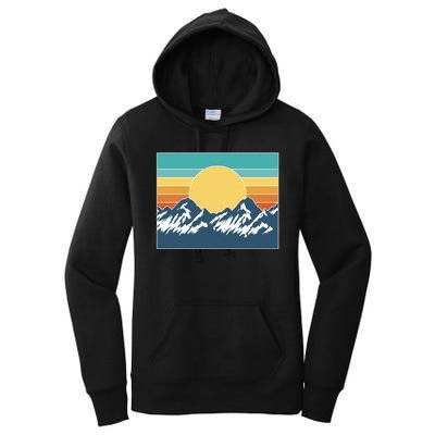 Retro Sunset Mountain Nature Women's Pullover Hoodie