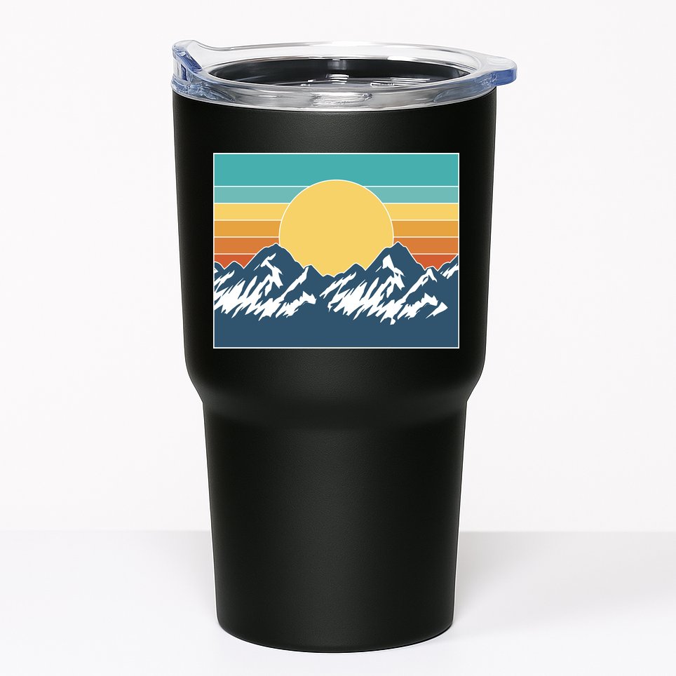 Retro Sunset Mountain Nature Tumbler