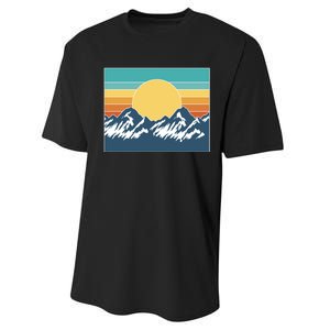 Retro Sunset Mountain Nature Performance Sprint T-Shirt