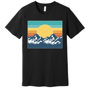 Retro Sunset Mountain Nature Premium T-Shirt