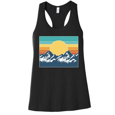 Retro Sunset Mountain Nature Women's Racerback Tank