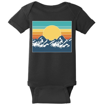 Retro Sunset Mountain Nature Baby Bodysuit