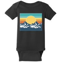 Retro Sunset Mountain Nature Baby Bodysuit